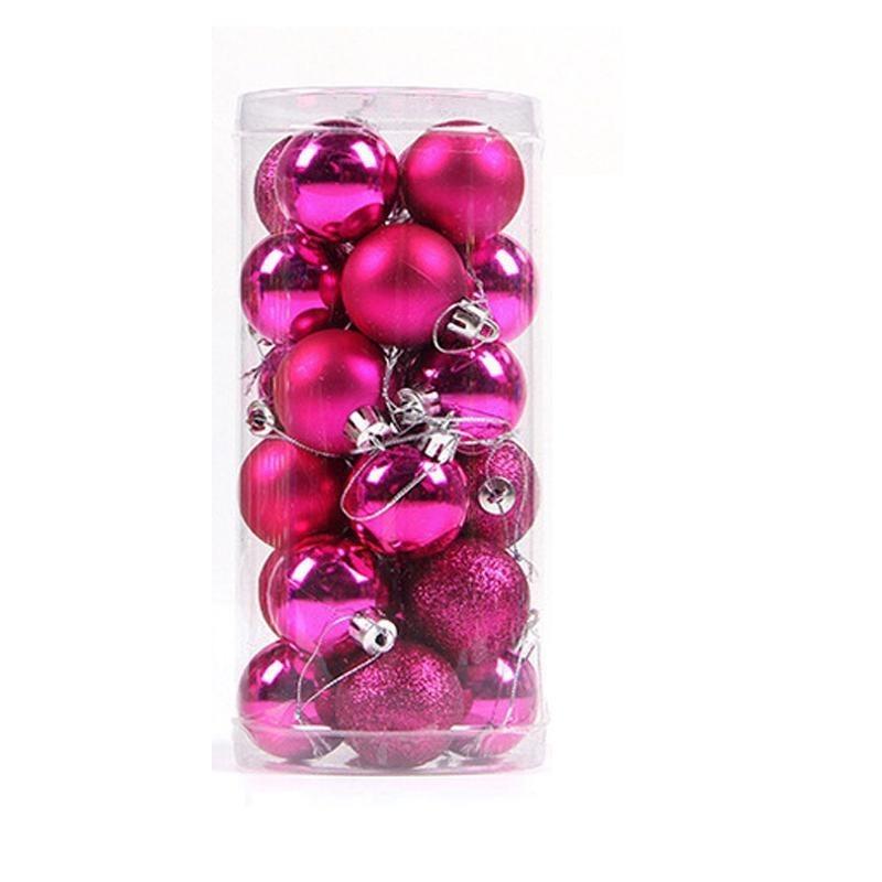 

24 шт./Коробка Рождественские шары Рождественские елочные украшения Рождественские украшения для домашней вечеринки Рождественские подвесные подвески 4cm розы красного