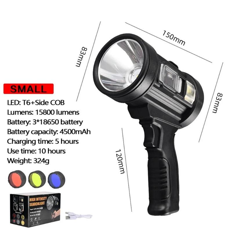 High Power Brightness Flashlight Outdoor Camping Waterproof Lights with Side Light Multi-Modes Torch USB Rechargeable Lantern