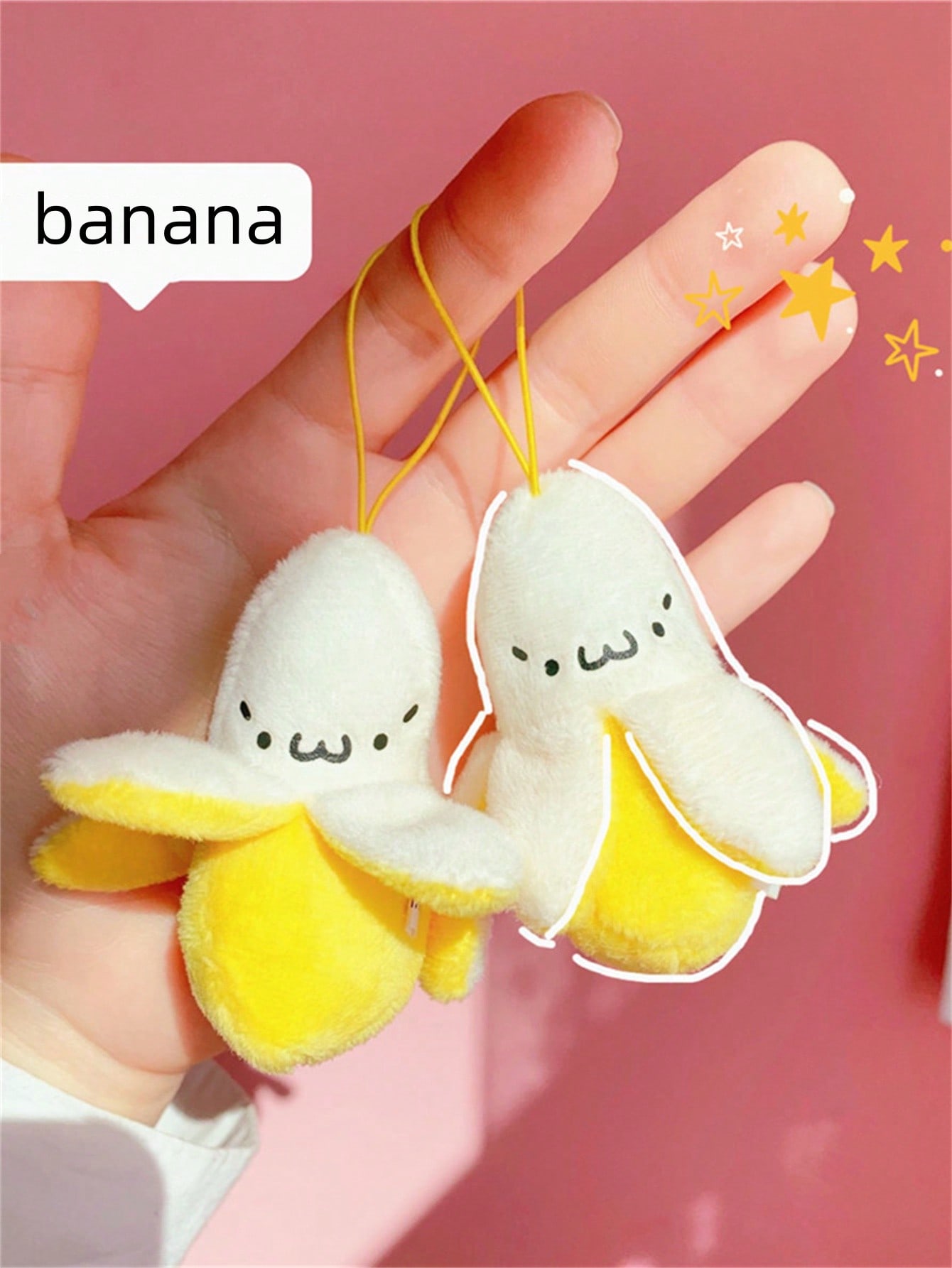 

1-10Pcs Animation Plush Banana Keychain On Backpack Hairy Kawaii Banana Pendant For Women Men Kid Plaything Doll Key Chain Bag Car