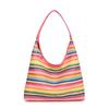 Rainbow straw shoulder bag for women large capacity beach holiday style bag crossbody bag