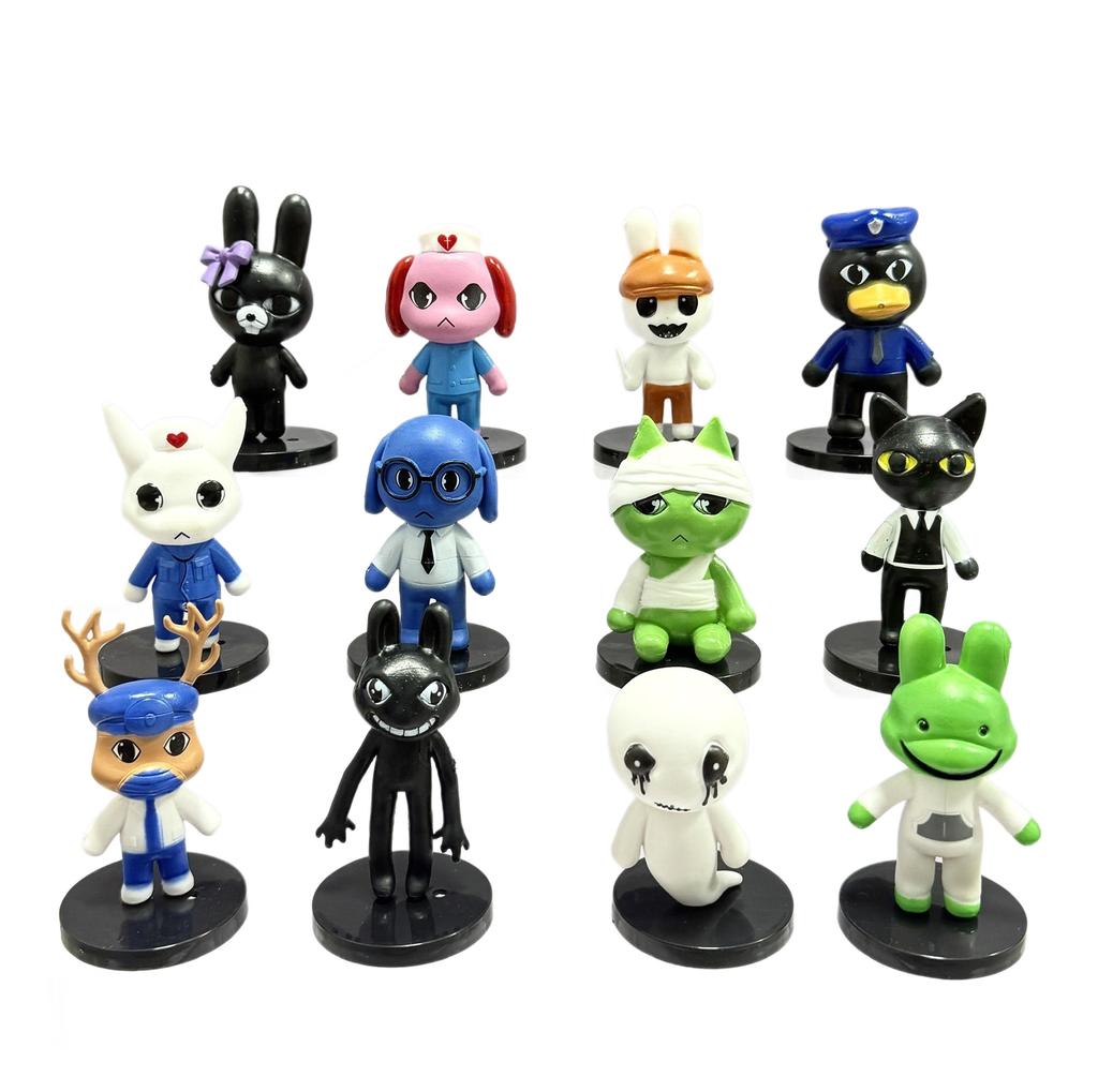 6/12/18pcs Model Game Animal Hospital Figures Set Anomaly Cat Dog Penguin Bunny Figure Ornament Halloween Christma Gift