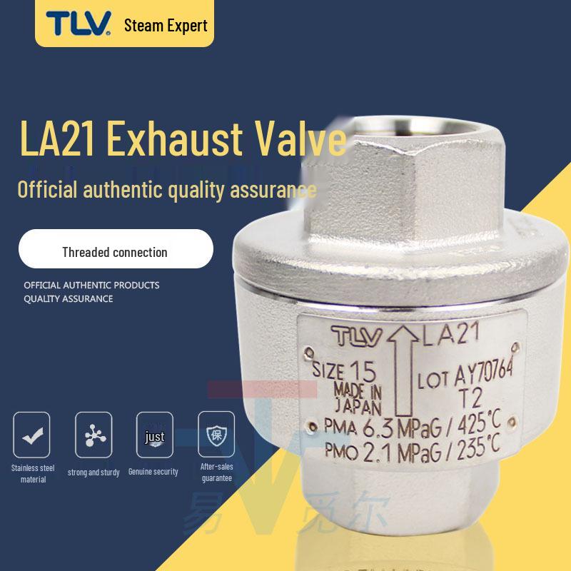 TLV LA21 Stainless Steel Threaded Exhaust Valve with Thermostatic Air Vent for Steam DN15