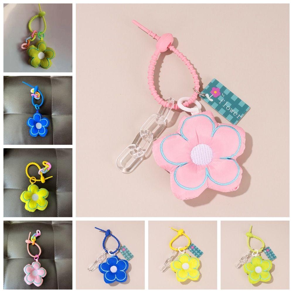 Cloth Fresh Backpack Decoration Acrylic Chain Floral Lanyard Portable Flower Bag Pendant  Gift