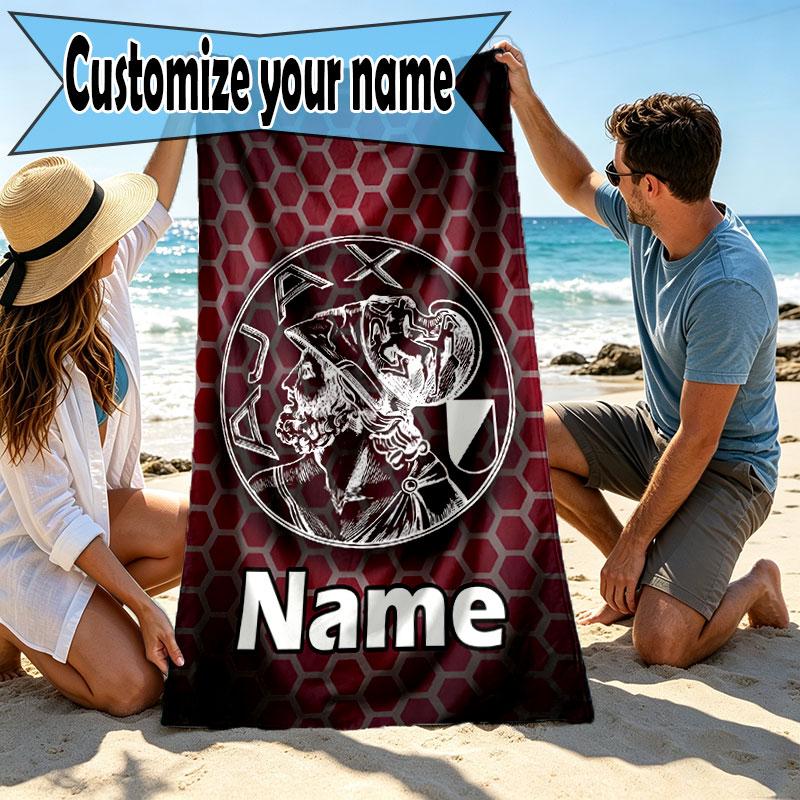 Custom Name Personalized Ajax Print Beach Towel, for Trip Camping Beach Party Home Decor, Birthday Gift for Family & Friends