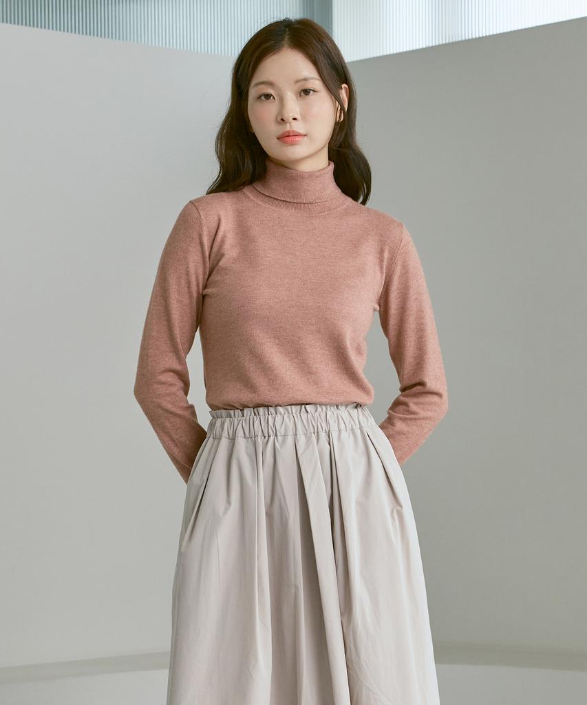 210EDIT Women'S Cashmere Blended Turtleneck Knit [Melan Coral]_Zz4Sw012