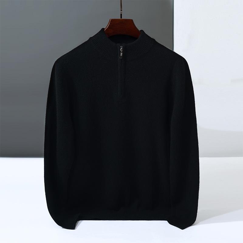 New Semi-zipper Cashmere Sweater Men's Loose Thickened Sweater Light Cashmere Knitting