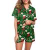 Women's Casual Fashion Christmas Print Short-Sleeve Top And Shorts Homewear Set