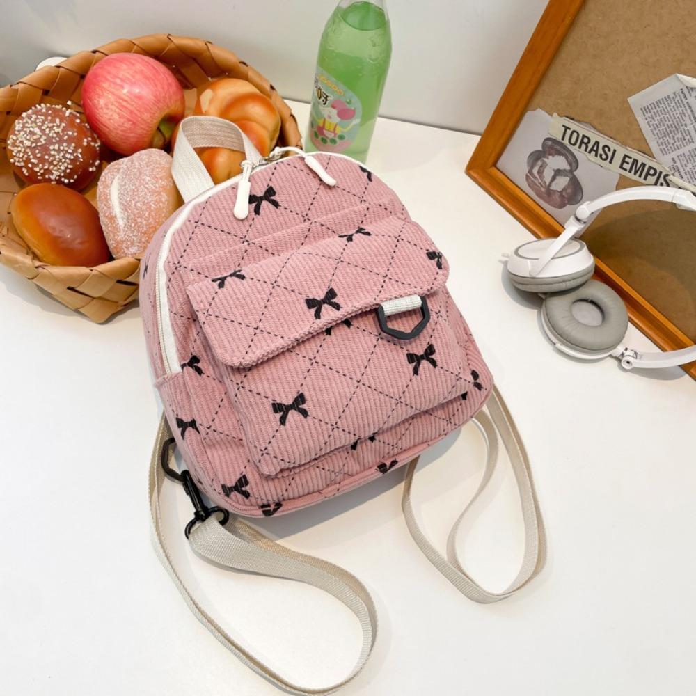 Mini Backpack Sweet Girl Bowknot Printed Shoulder Bag Travel Cosmetic Storage Bag Korean Version Ins Bookbags Casual Rucksack