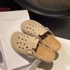 Commuting versatile Internet celebrity bag head slippers women's outer wear spring 2025 new flat-bottomed hollow lazy half-drag sandals