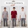 Hengyuanxiang Herren Kurzarm Rundhals Strick-T-Shirt aus Seidenmischung