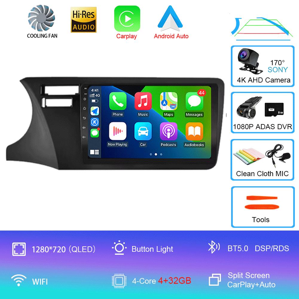 For Fit Honda City 2014 2015 2016 2017 Multimedia Stereo Android 14 Car Radio DVD Video Player Navigation GPS Left Hand Driving