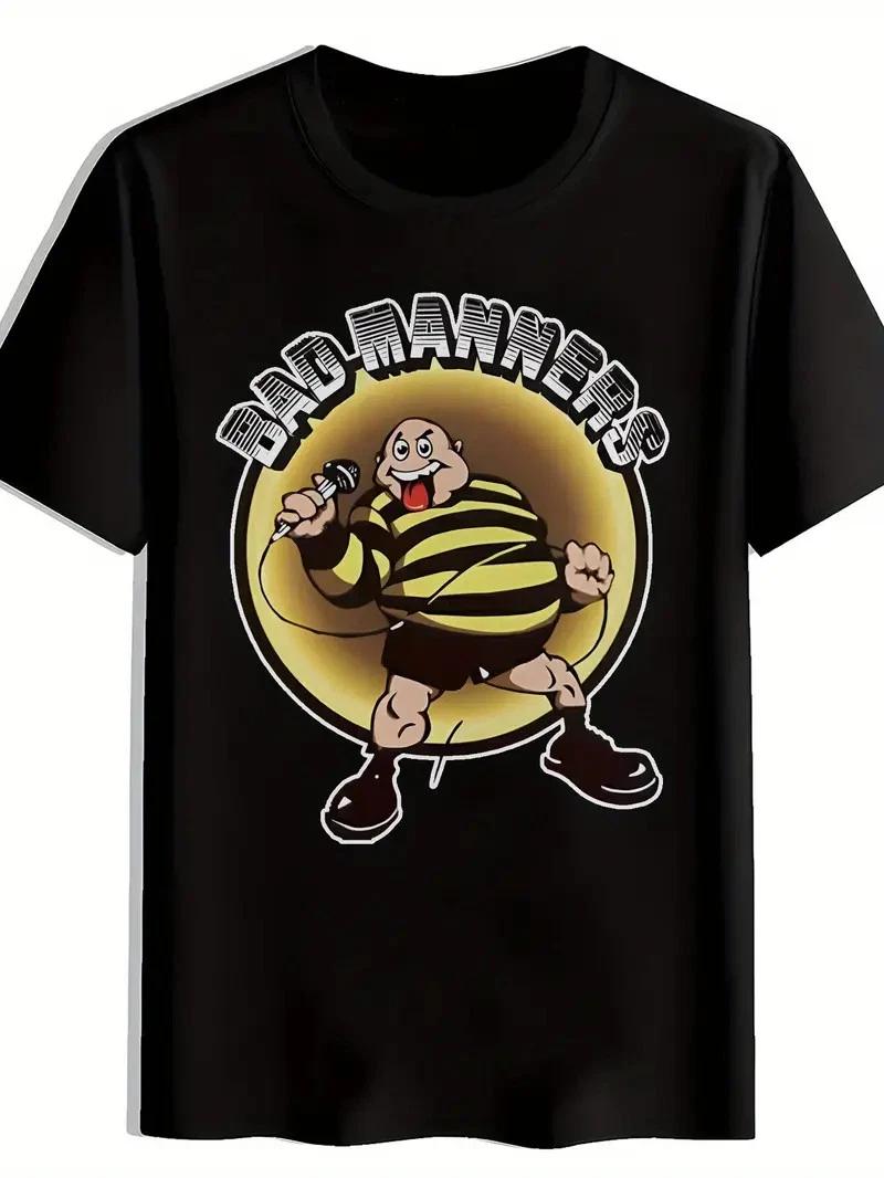 Men S Black Bad Manners Graphic T-Shirt - Retro Rock Band Design with Angry Ca M