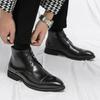 Men's Boots Lace Up Ankle Boots Classic Pointed Toe Dress Leather Boots Business Solid High Top Boot Handmade Red Sole Men Shoes