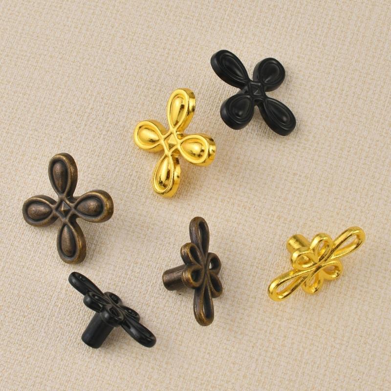  Traditional Four Hardware Knob Solid Metal Mixture Dull Black Finish For Furniture Improve