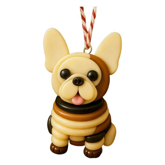 Bulldog Ornament Set French Style Button Puppy Hanging Pendant Home Party Christmas Holiday Decoration