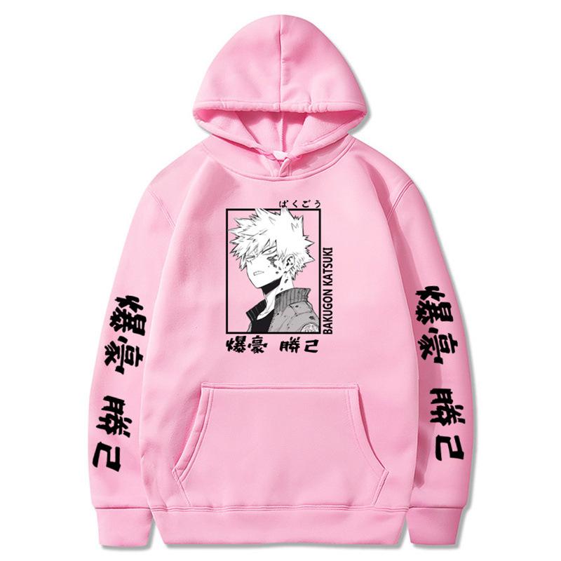 Japanese Anime Kaminari Denki Hoodie Loose Fitting Hoodie Thick Wool Letter Graphic Printing Sweatshirts Fleece Hoodies