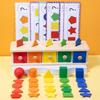 Four-in-one Children's Early Education Toy Colorful Shape Montessori Sorting Box For 2-3 Year Old Babies Wooden Material