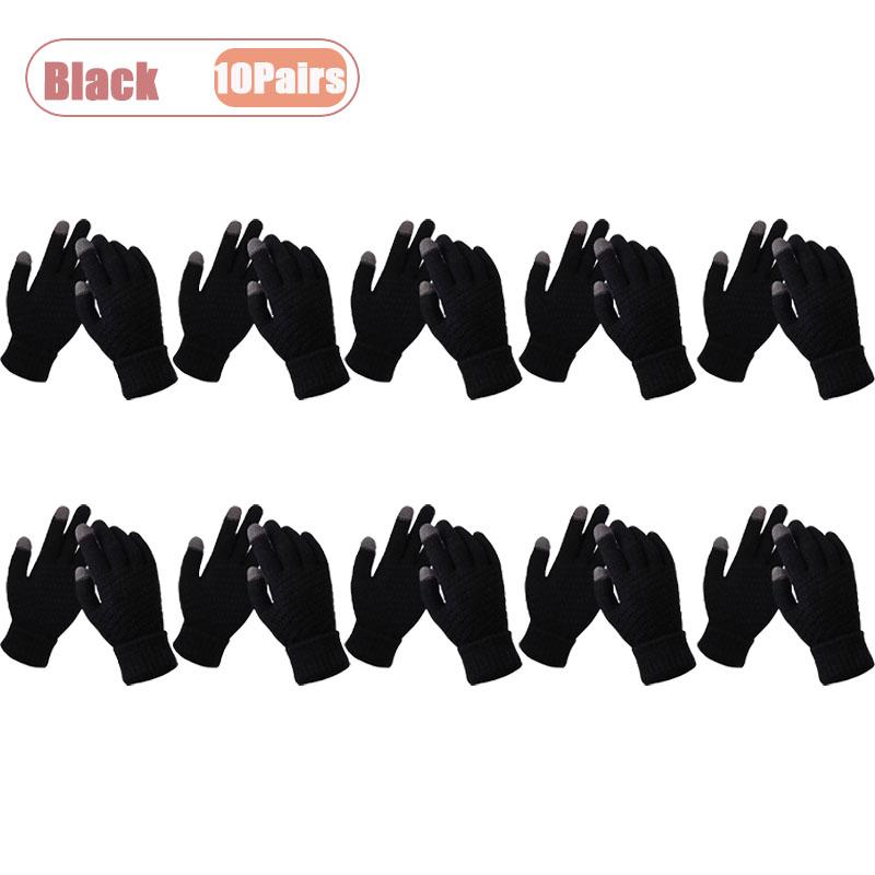 1-20Pairs Touchscreen Winter Gloves with Pineapple Design Fleece Lined Thick Warm Gloves for Students Cycling and Cold Weather