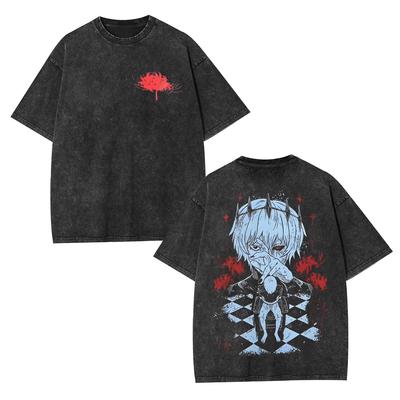 Tokyo Ghoul Grafik T-Shirt Säuregewaschen Übergroß Herren Damen Kurzarm Streetwear Y2k Baumwoll-T-Shirts Harajuku Trendige Tees