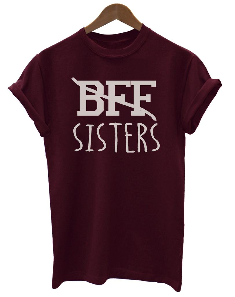 BFF Schwestern Lustiger Slogan Unisex Damen T-Shirt Herren Damen Tees Top Mode Freunde Mode
