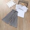 Summer Girls Clothing Sets Kids T-shirt +Wide Leg Pants Suits Children Short Sleeve Baby Girl Clothes Kids Clothes Girls