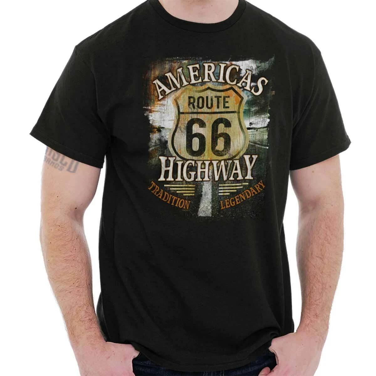 Cool Distressed Route 66 America s Highway Womens or Mens Crewneck T Shirt Tee S