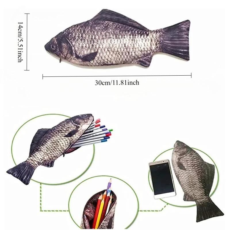 Pencil Case Fish Shaped Novelty Fish Pen Bag Fish Coin Purse Funny Pencil Case Gifts for Office Supply japanese stationery borsa
