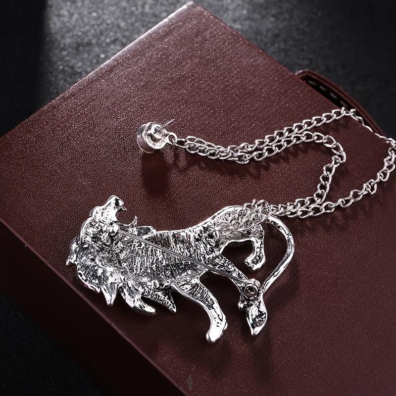 Retro Fashion Lapel Pin - Lion Hanging Chain Brooch Suit Pin Accessory