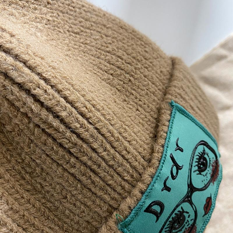 Fashion Dr Glasses Girl Hat Casual Knitted Hat Autumn And Winter Wool Melon Fur Hat Cute Warm Cold Hat