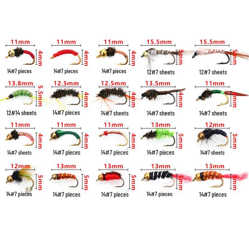 Sada 76/88/147 kusů muškařských nástrah s dvouvrstvou vodotěsnou krabičkou