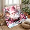 Pink Candy Christmas Gnomes Theme Blanket Lightweight Warm Flannel Blanket Decorative Throw Blanket for Home Decoration