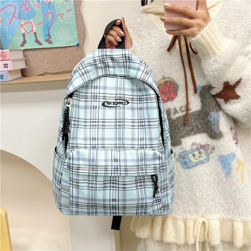 

Стильный клетчатый рюкзак для студенток - Легкий и модный для школы и путешествий синий