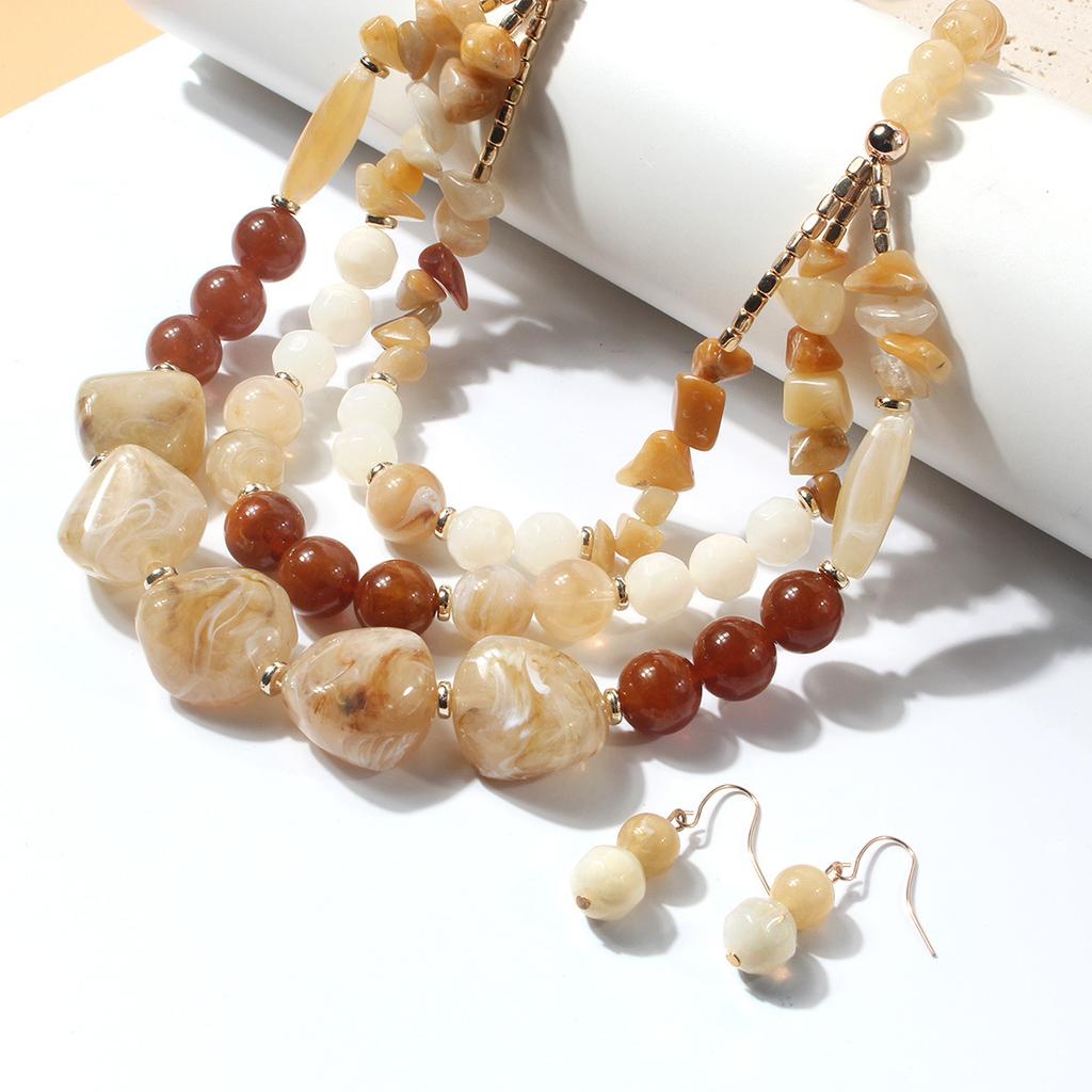 Jewelry Necklace Exaggerated Two-color Beaded Multi-layer Collarbone Chain