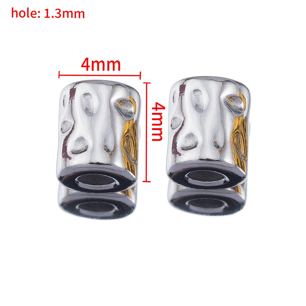 10PCS Stainless Steel Gold Plated Round Oval Dots Texture Cylinder Spacer Beads for Needlework DIY Bracelet Jewelry Making Craft