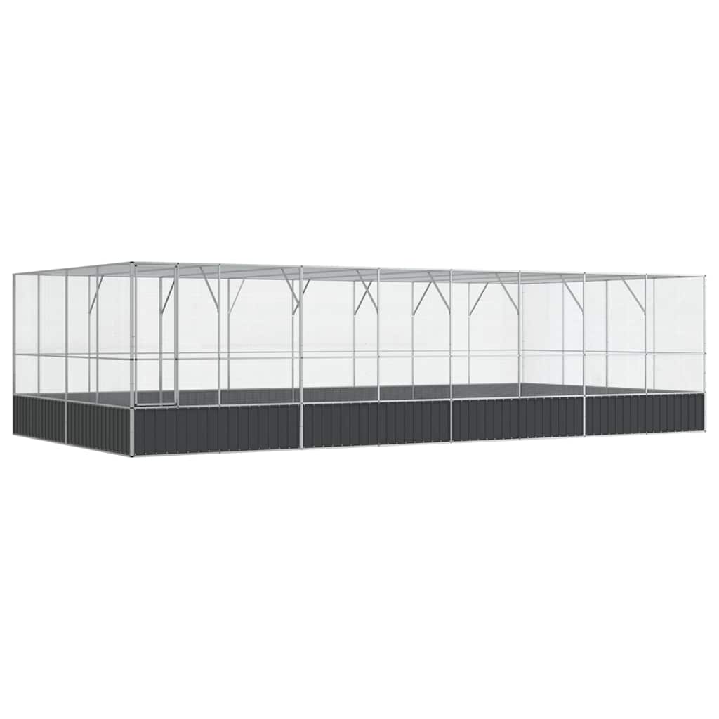 Vidaxl Woliera Z Przedłużeniem, Srebrna, 832X414X212 Cm, Stal