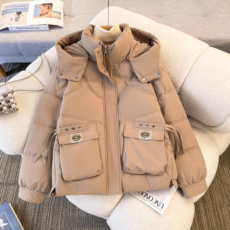 

Зимняя новая утолщенная большого размера короткая пуховая хлопковая одежда женская свободная хлопковая одежда утолщенные хлопковые куртки модные куртки XXXXL хаки