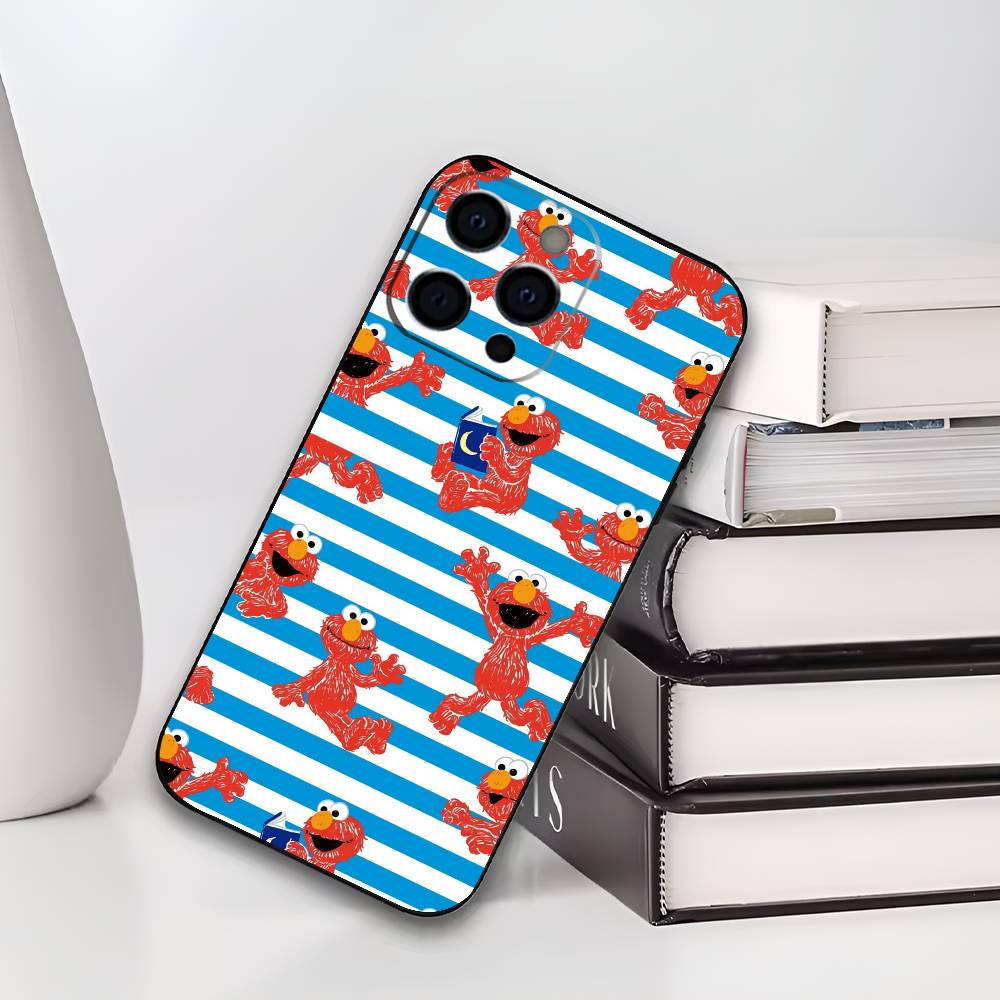E-ElmoS Red Phone Case For IPhone 17,16,15,14,13,12,11,Plus,Pro,Max,Plus,XS,soft case Black silicone