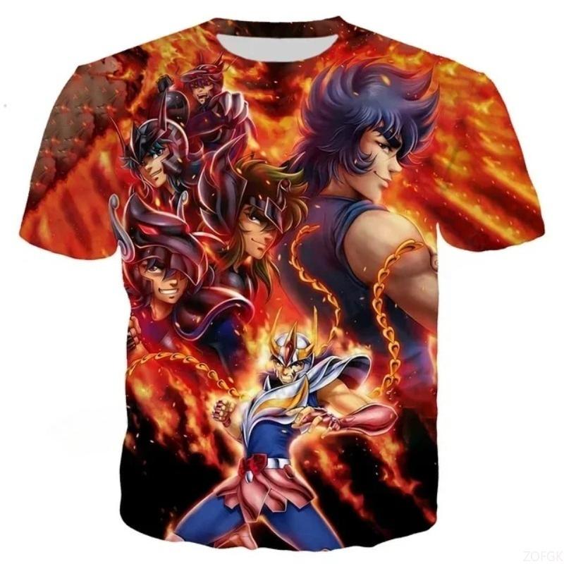 Tshirts Manga Saint Seiya 3D Print Summer Tees Streetwear Crew Neck Short Sleeve Casual KidsTshirt Clothes