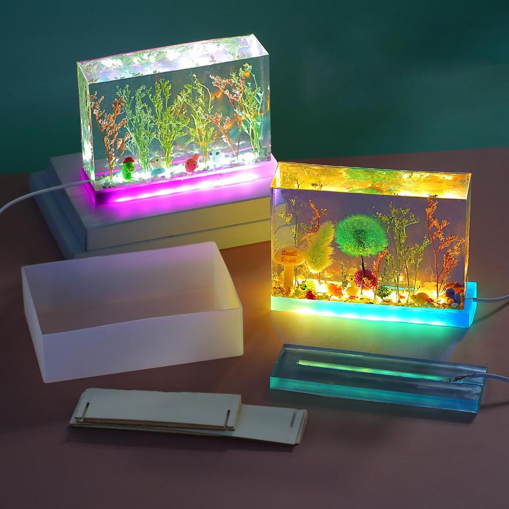 3PCS Base Dropper Mold Dried Flower Ornament Specimen Rectangular Base Box Silicone Mold