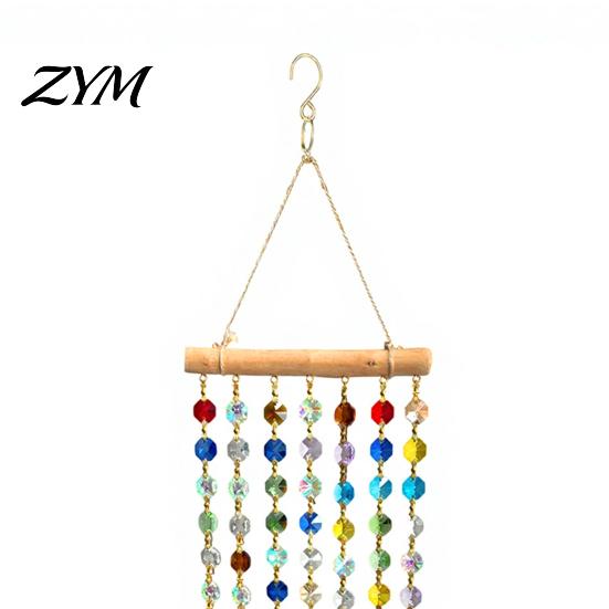 Crystal Bead Window Decoration Suncatchers, Crystals Hanging Suncatcher, Colorful Glass Beads Chain Outdoor Garden Ornament Wind Chimes for Porch Home