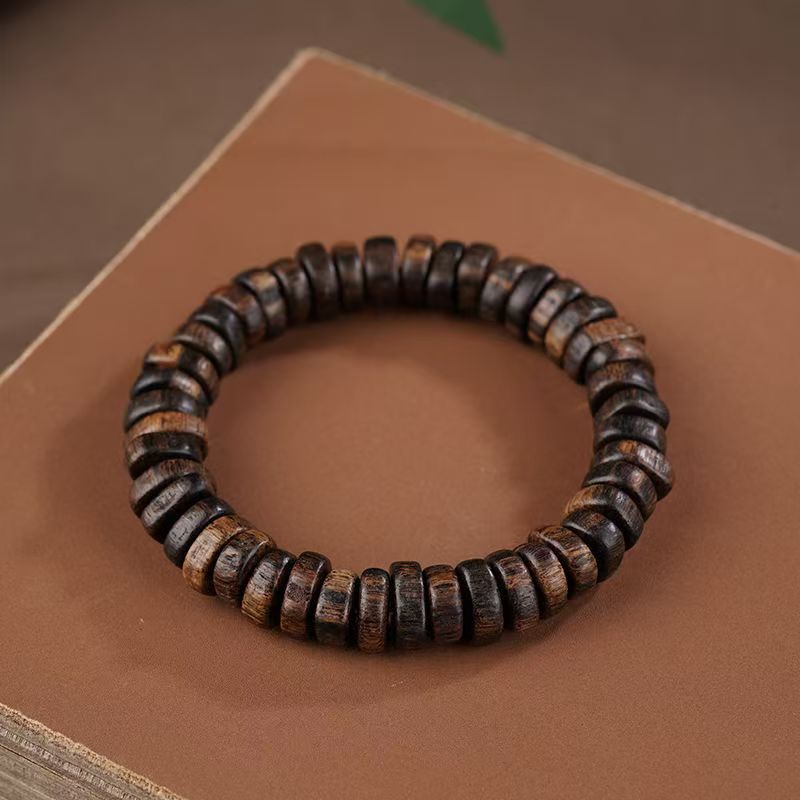 Natural agarwood beads bracelet, old material, irregular shape, Buddhist prayer beads, unisex, single-strand cultural accessory