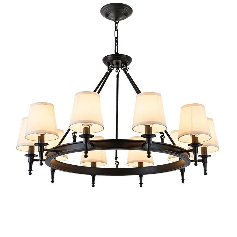 Vintage Chandelier Modern Living Room Bedroom Foyer Light Fixtures Fabric Lampshade Lamp Decor Home Lighting Lustre E14 110-220V