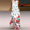 2024 Retro Print V-Neck Sleeveless Long Dress – Multicolor Summer Skirt