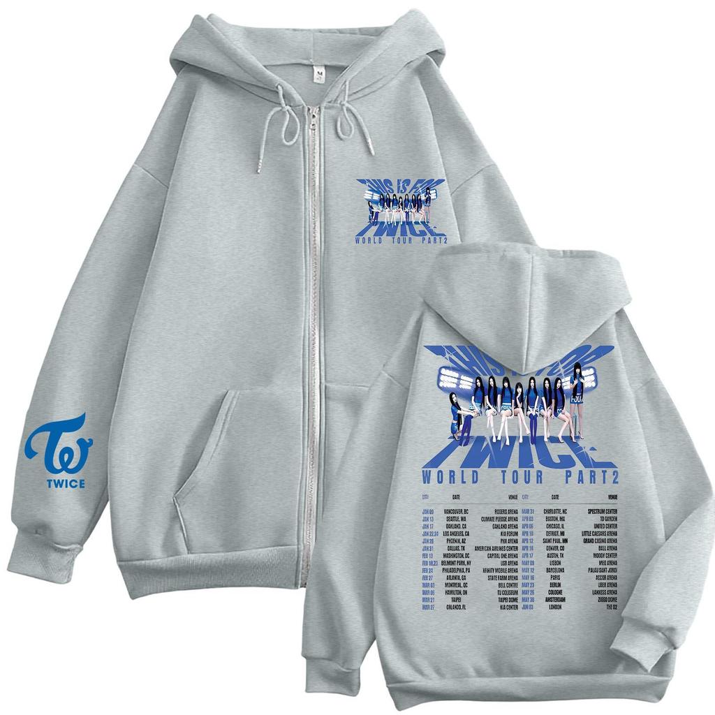 Damska codzienna modna bluza z kapturem zapinana na zamek, z nadrukiem i długim rękawem