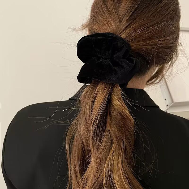 Women Hair Scrunchies Vintage Velvet Solid Color Hair Band for Girls Ponytail Holder Rubber Bands Hair Ties Accessories