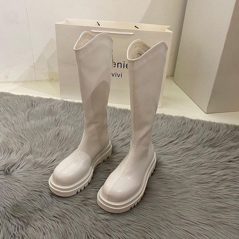 Long boots women's autumn and winter new versatile high boots rear zipper thin boots but knee mid boots