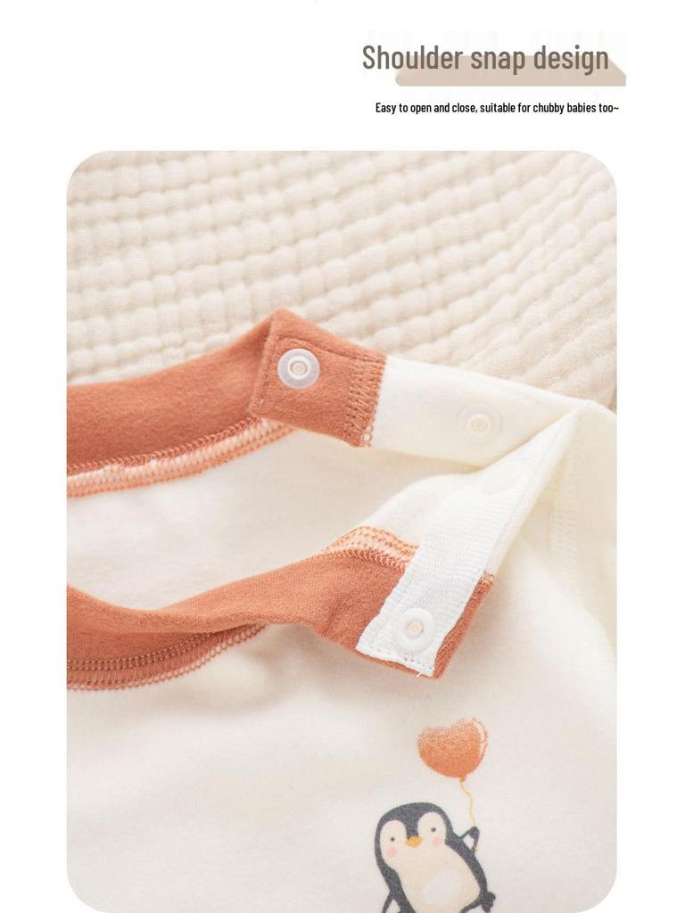 Spring & Autumn Kids' Cotton Pajamas Set - Cozy Home Wear with Belly Protection and Crotch Opening