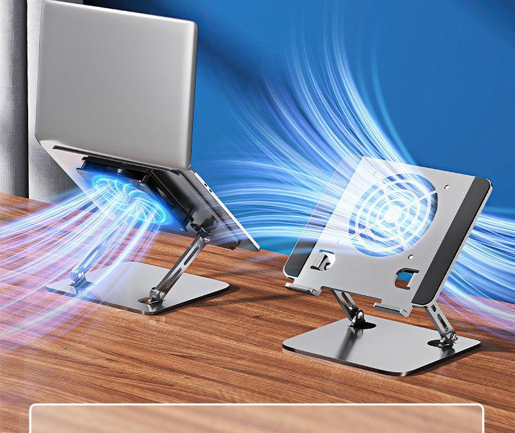 Universal Foldable Laptop Cooling Pad with Fan and Double-Layer Height-Adjustable Stand