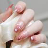 Fresh Pink Gradient Heart French Press-on Nail Stickers - Detachable Manicure Tips