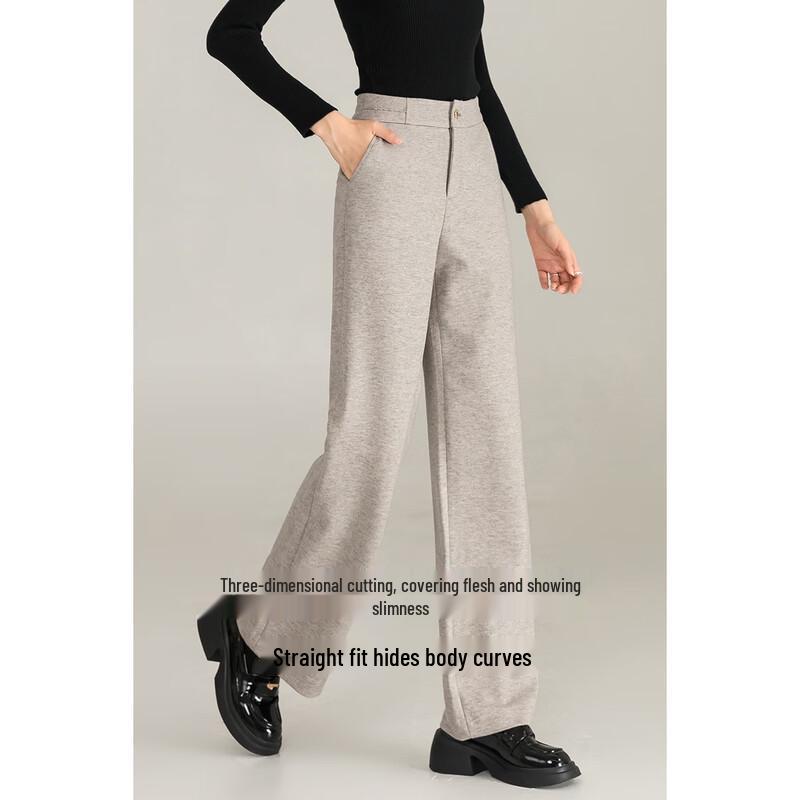 Mengshuya Women's High-Waist Slim-Fit Straight-Leg Pants